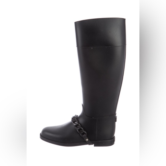 Givenchy black rain boots with chain link accents size 37 - Picture 1 of 16